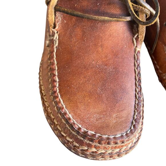 Vintage Hand Crafted Brown Leather Lace Up Ankle Chukka Slow Fashion Boots Sz 7 - Picture 11 of 14